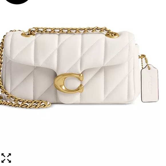 Coach Tabby Cream Quilted Leather Bronze Gold Harware Shoulder Bag Purse - Picture 3 of 16